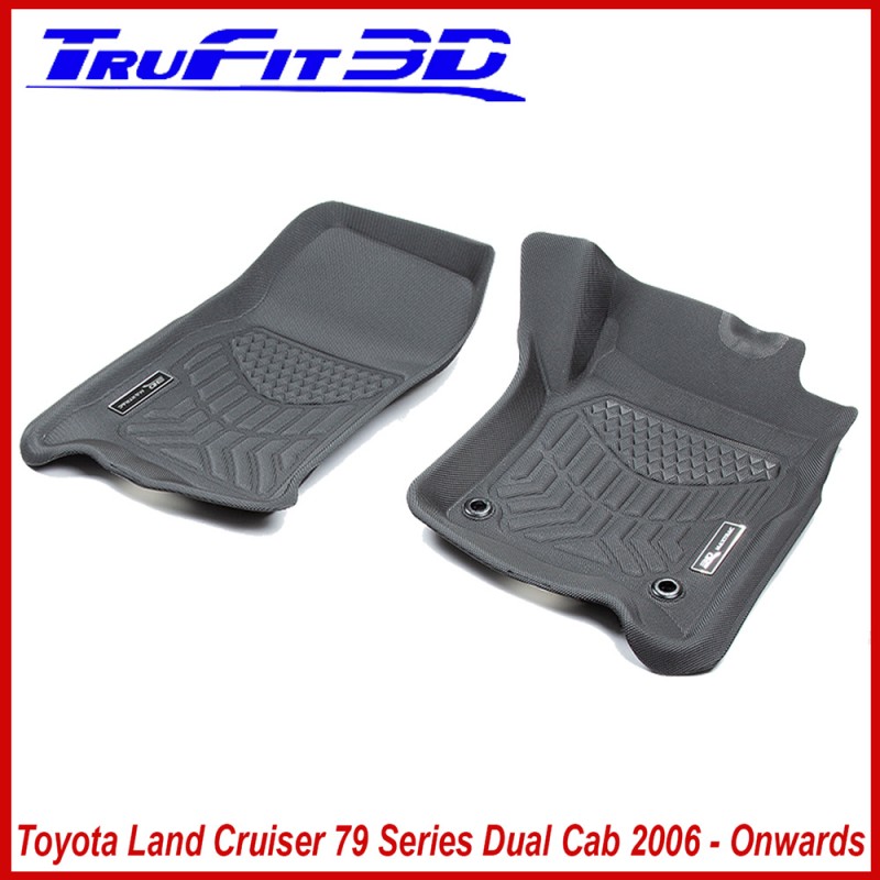 Toyota Land Cruiser 79 Dual Cab 2007 - Onwards - Front Pair Maxtrac 3D Rubber Mats - Black