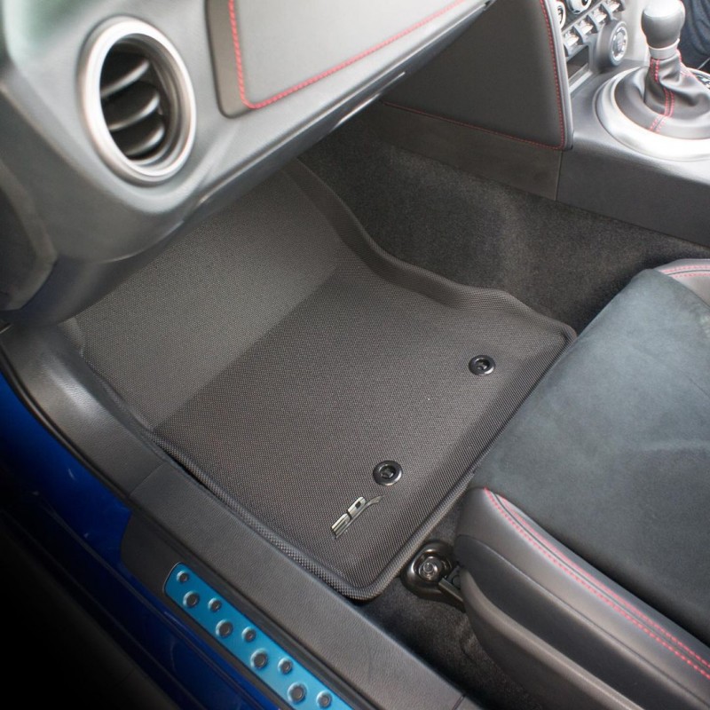 Subaru BRZ 2012 2019 Auto Transmission Front & Rear 3D KAGU BLACK RUBBER TruFit 3D Mats