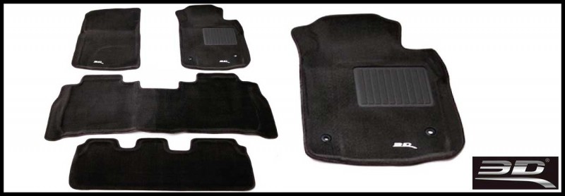 Nissan Patrol Y62 2013 - Onwards - 3 Row Set -  3D Kagu Carpet Mats - Black