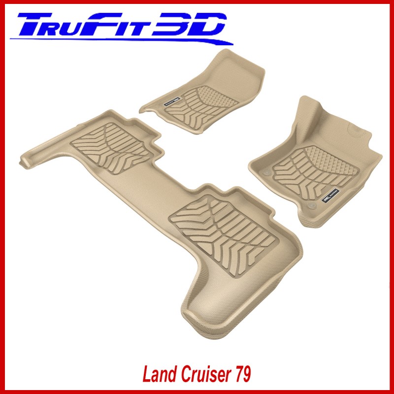 Toyota Land cruiser 79 Dual Cab 2007 - Onwards - F&R Maxtrac 3D Rubber Mats - Sandy Taupe Beige